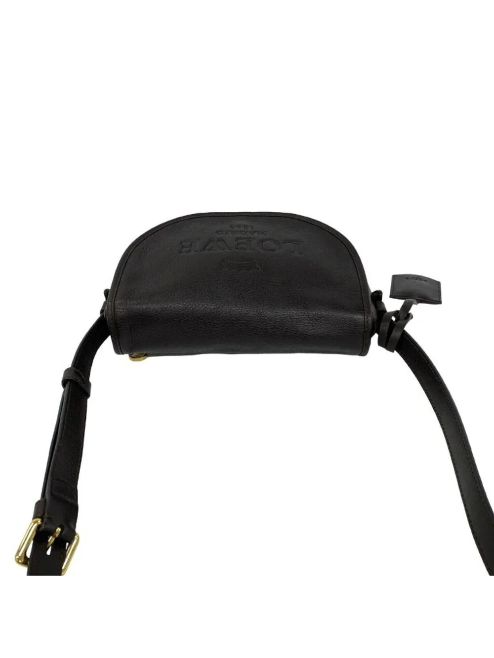 Loewe Vintage Logo Embossed Leather Shoulder Bag Pochette Crossbody Cross Brown